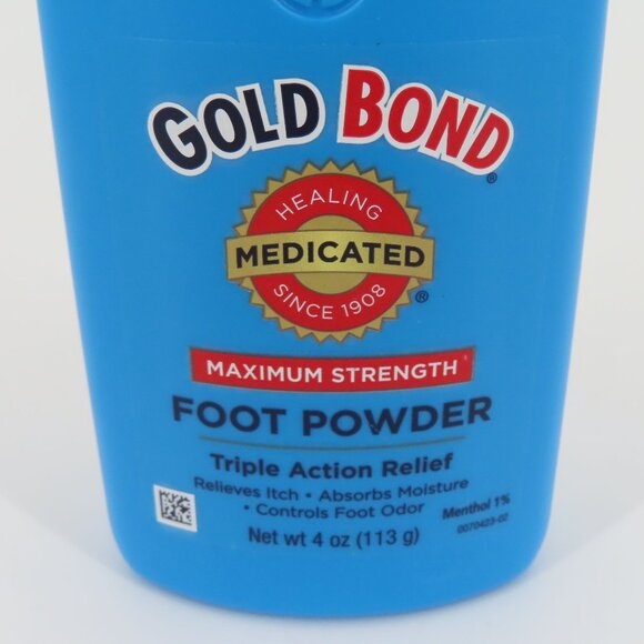 Gold Bond 4oz Maximum Strength Medicated Foot Powder Talc Menthol NEW Sealed - Picture 4 of 9